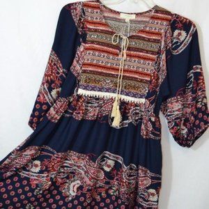 Umgee Womens Tribal Dress M Baby Doll Boho
